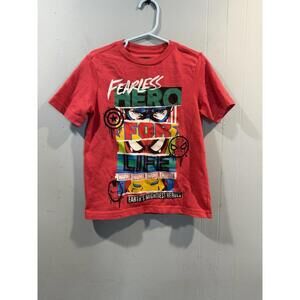 Kids Boys Marvel T Shirt Size XS Red Fearless Print